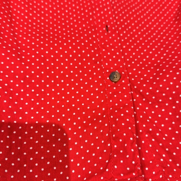 Red polka dot button down top - Picture 3 of 3